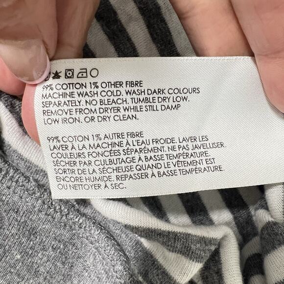 Club Monaco Cardigan Sweater Womens XL Gray Cotton Striped Lining Academia Y2K - Picture 6 of 12